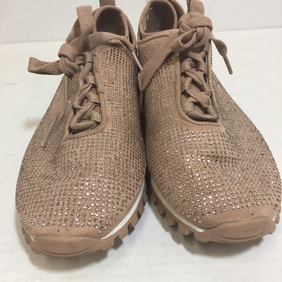 BCBGeneration Lynn Pin Stud Bling Sock Style Low Top Sneakers Tan Rose G… - Picture 6 of 12